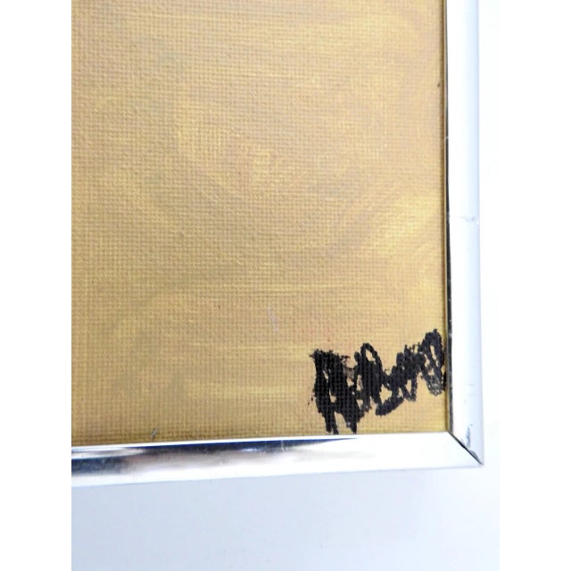 2010s Oil Still Life Painting on Canvas Panel Bottles Vase Cube, Framed For Sale - Image 5 of 12