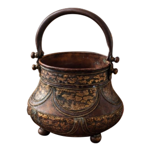 Late 19th C Ottoman Brass Overlay Copper Vessel