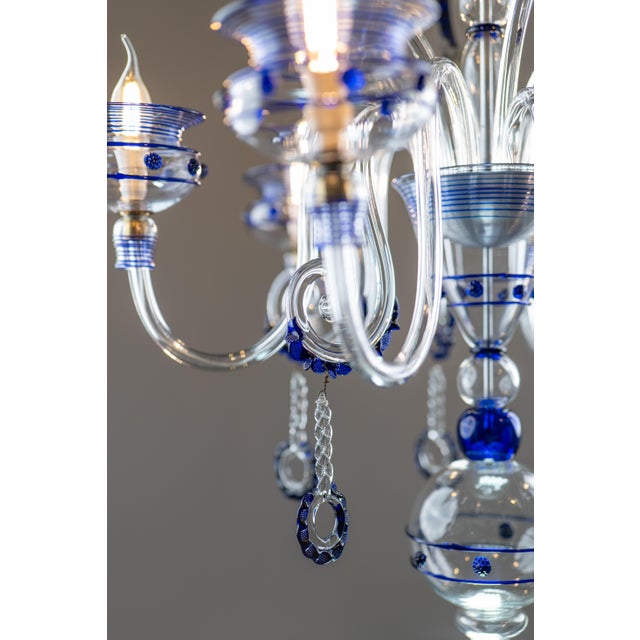 Art Deco Cobalt Blue Murano Glass Chandelier by Gino Cenedese for Cenedese, 1940s For Sale - Image 15 of 18