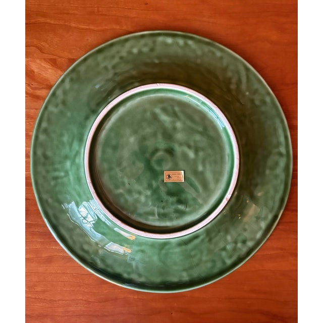 Bordallo Pinheiro Late Twentieth Century Green Majolica Style Circular Platter by Bordallo Pinheiro For Sale - Image 4 of 8