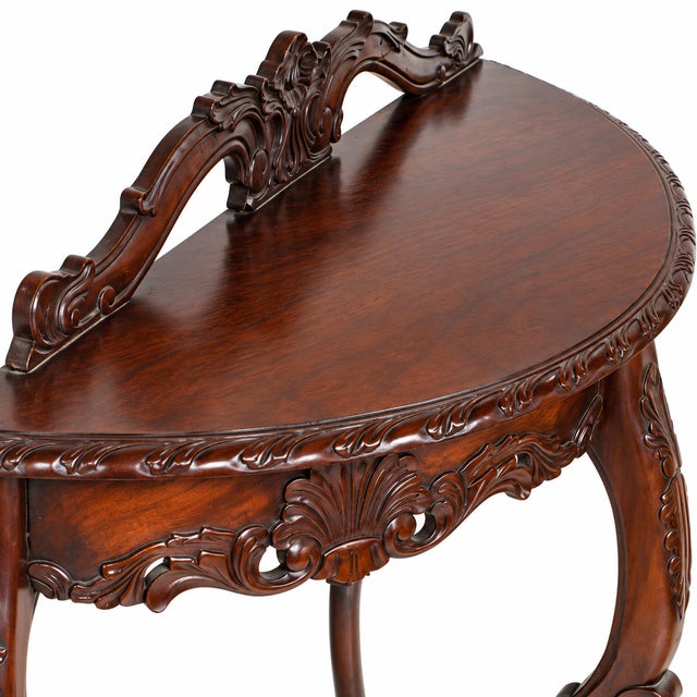 Antique Venetian Mahogany Demilune Console by Eugenio Quarti For Sale - Image 5 of 14