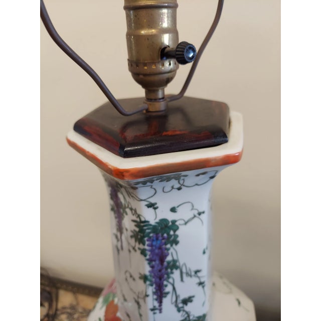 Vintage Tall Porcelain Kutani Lamps - a Pair For Sale - Image 9 of 10