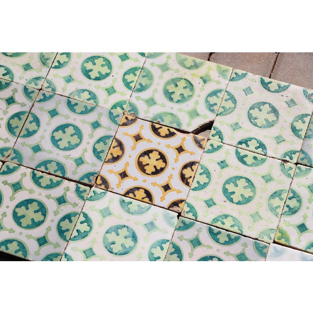 Late 19th Century Dark and Light Green Set of Nineteen Tiles, Portuguese For Sale - Image 4 of 16