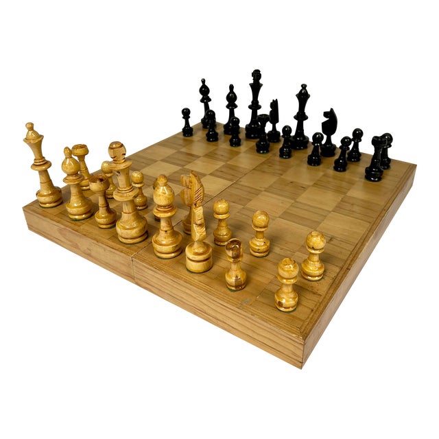 Vintage Wooden Travel Chess Set Chairish