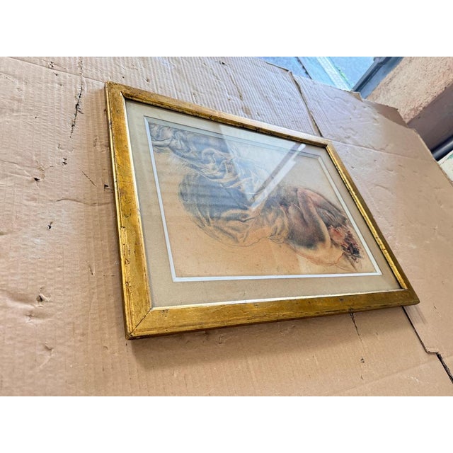 French Artist, Woman on a Bed, 19th Century, Drawing on Paper, Framed For Sale - Image 9 of 14