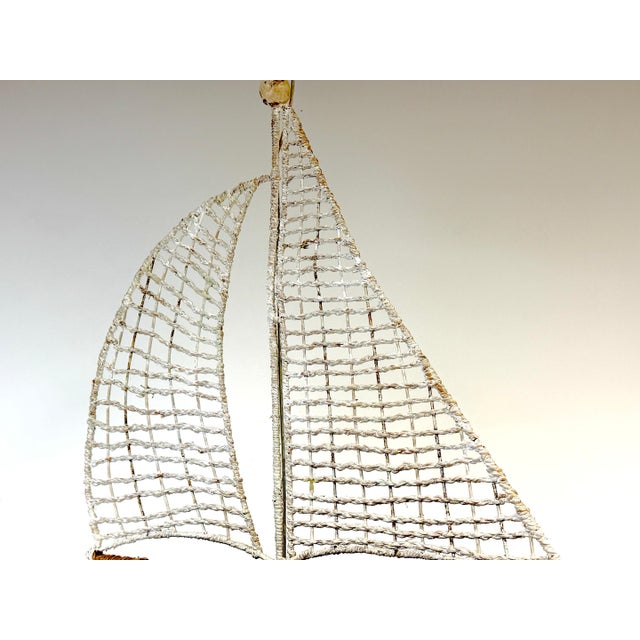 Mid 20th Century Coastal Boho Chic Polychromed Rattan, Willow and Reed Sailboat Chandelier For Sale - Image 13 of 16