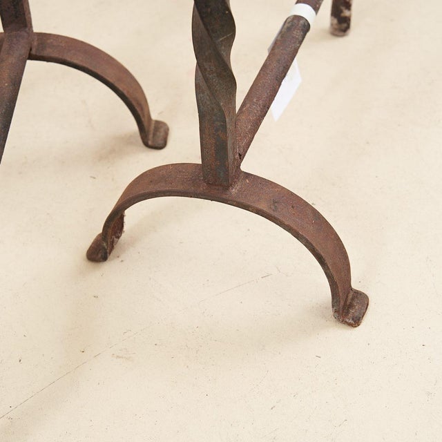 Antique Wrought Iron Andirons, Set of 2 For Sale - Image 6 of 7