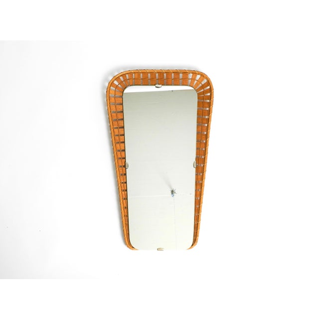 Rattan and Wicker Trapeze Mirror, 1970s For Sale - Image 13 of 13