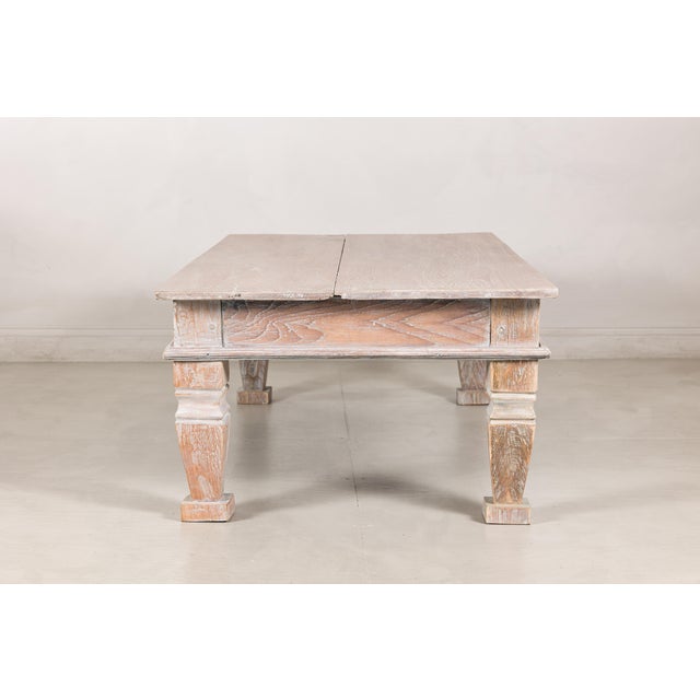 Vintage Whitewashed Teak Coffee Table with Single Drawer For Sale In New York - Image 6 of 18