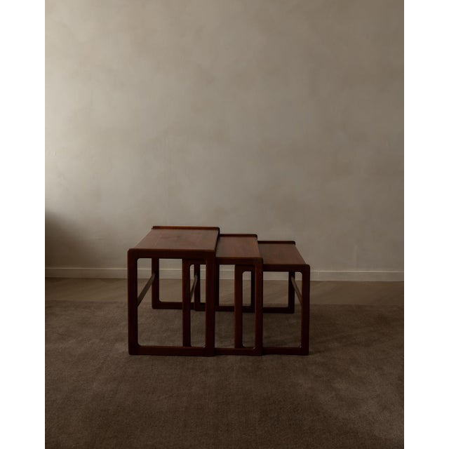 Teak Nesting Tables by Arne Hovmand-Olsen for Mogens Kold, 1960s, Set of 3 For Sale - Image 6 of 16