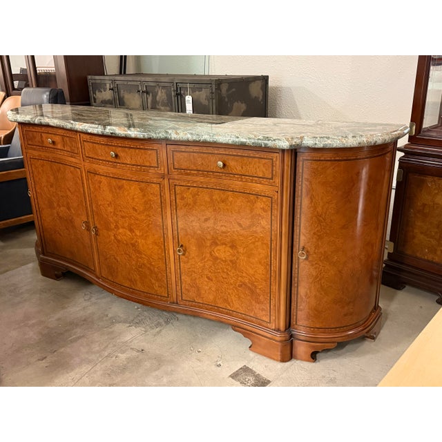 Custom Design Louis XVI–Style Marble Top + Burl Credenza For Sale - Image 4 of 12