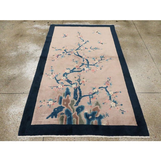 Art Deco Galerie Shabab Collection Mid-20th Century Handmade Chinese Art Deco Accent Rug For Sale - Image 3 of 9
