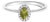 10K White Gold 5X3MM Oval Green Peridot and Diamond Accent Halo Ring (I-J Color, I1-I2 Clarity) - Ring Size 5.5 For Sale