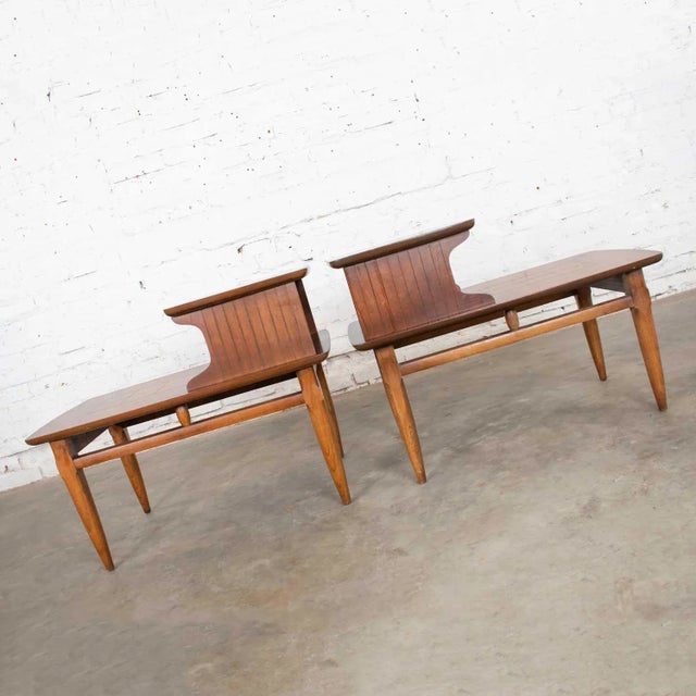 Mid 20th Century Mid-Century Modern Step End Tables With Inlaid Walnut Burl Style #1927 by Lane - A Pair For Sale - Image 5 of 12