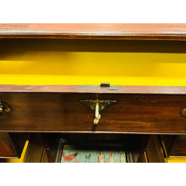 Late 19th Century 19th C Victorian Walnut Kneehole Desk With Key, Petite and Multipurpose For Sale - Image 5 of 11