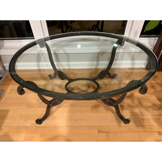 French Vintage French Style Wrought Iron and Glass Coffee Table For Sale - Image 3 of 13