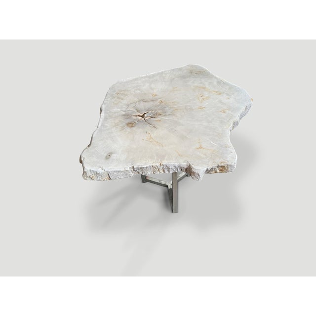 2010s Andrianna Shamaris Minimalist Super Smooth Petrified Wood Tall Side Table For Sale - Image 5 of 5