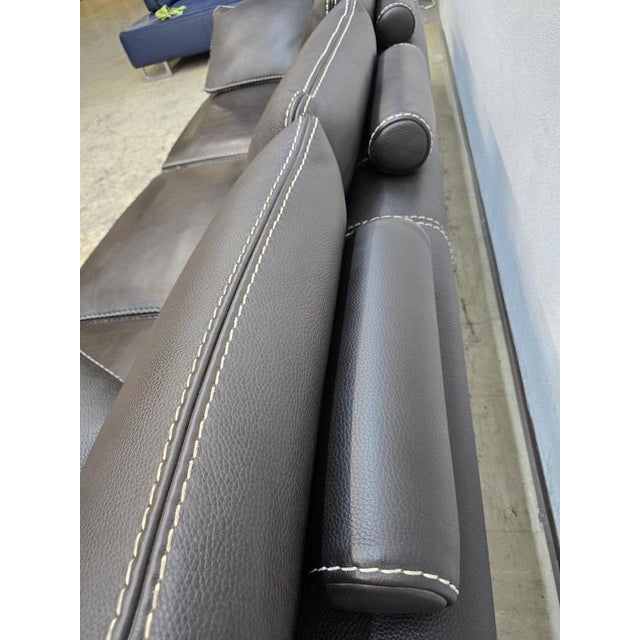 Brown Leather Sofa in Brown by Roche Bobois For Sale - Image 8 of 18