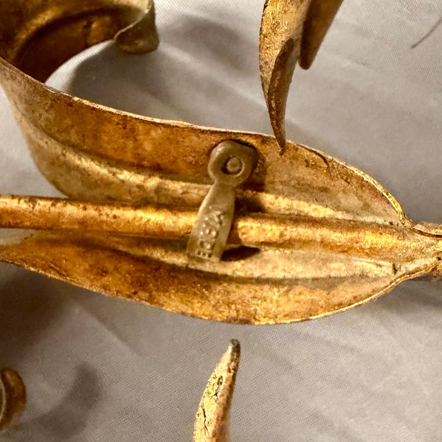 Mid 20th Century Hollywood Regency Style Italian Gold Leaf Sconces For Sale In Palm Springs - Image 6 of 10