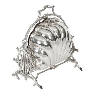 19th Century Victorian Silver Plated Shell Biscuit Box by Fenton Brothers For Sale
