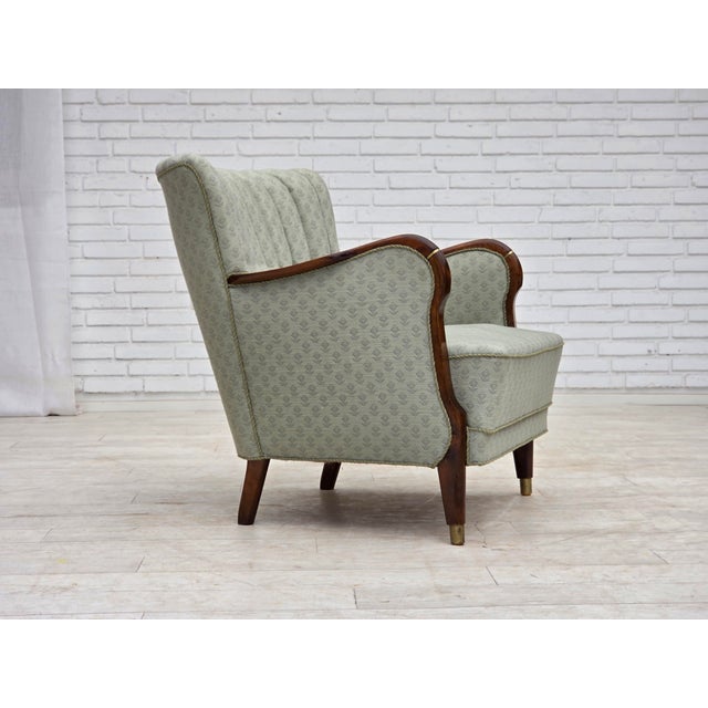 Danish Armchair in Light Blue Furniture Fabric and Beech Wood, 1960s For Sale - Image 15 of 15