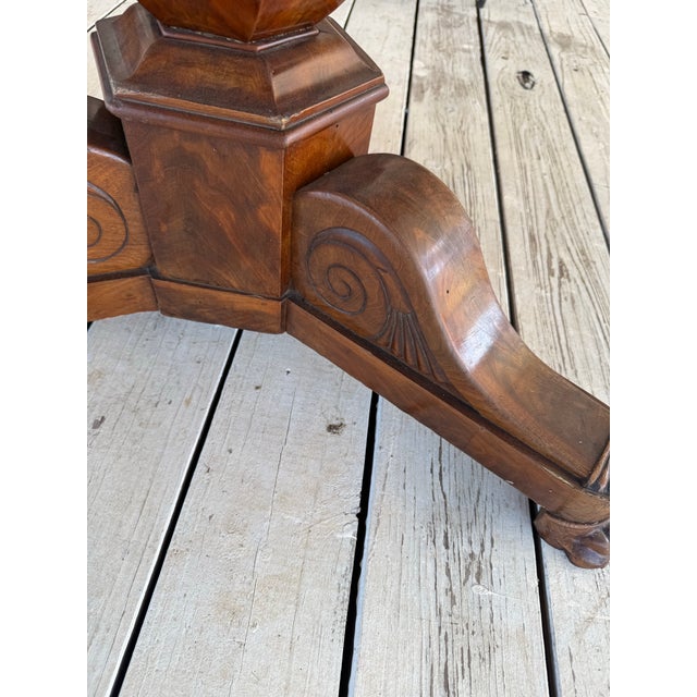 19th Century French Louis Phillippe Burl Walnut Center Table Marble Top For Sale - Image 4 of 12