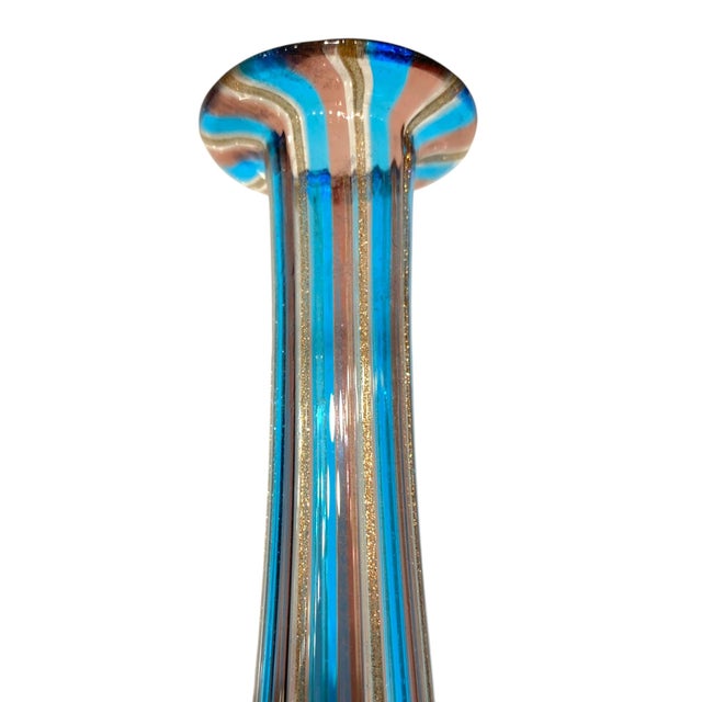 Turquoise Mid 20th Century Italian Murano Art Glass Decanter Style After Gio Ponti Venini For Sale - Image 8 of 14