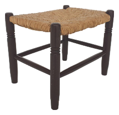 Vintage Rattan and Wooden Stool, France, 1960s