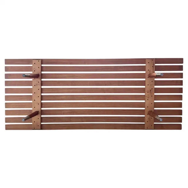 Wood George Nelson Style Mid Century Modern Slatted Wood Bench Daybed Tufted Cushion For Sale - Image 7 of 9