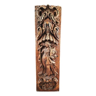 Flemish or German Baroque Artist, High Carved Panel with Allegory of Faith, Late 17th Century, Oak For Sale