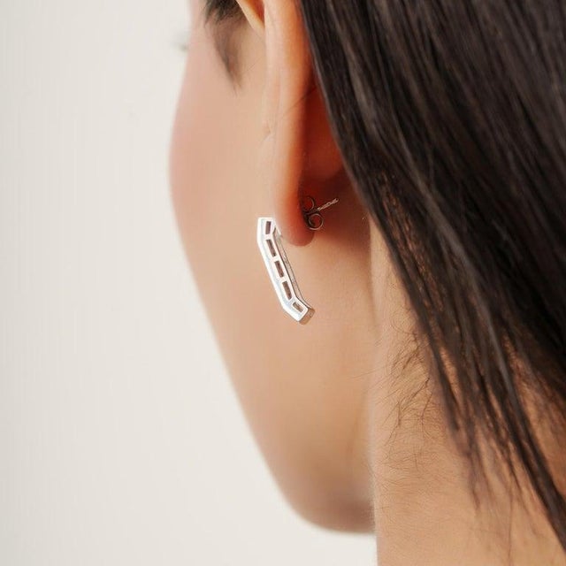 Natural Ruby Gemstone Bar Stud Earrings in 925 Silver- A Pair For Sale - Image 9 of 12