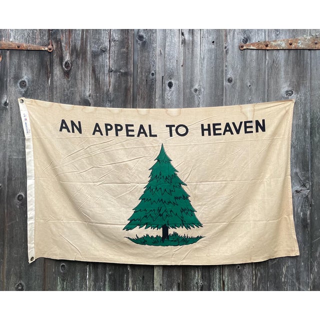 Textile Scarce! Authentic Vintage American Revolutionary Flag Bicentennial 1976 an Appeal to Heaven 3x5 For Sale - Image 7 of 7