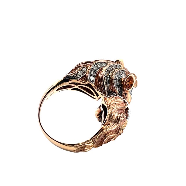 Early 21st Century 18k Rose Gold Masquerade Horse Design Diamond Ring 2.60 Carats, Size 7 For Sale - Image 5 of 6