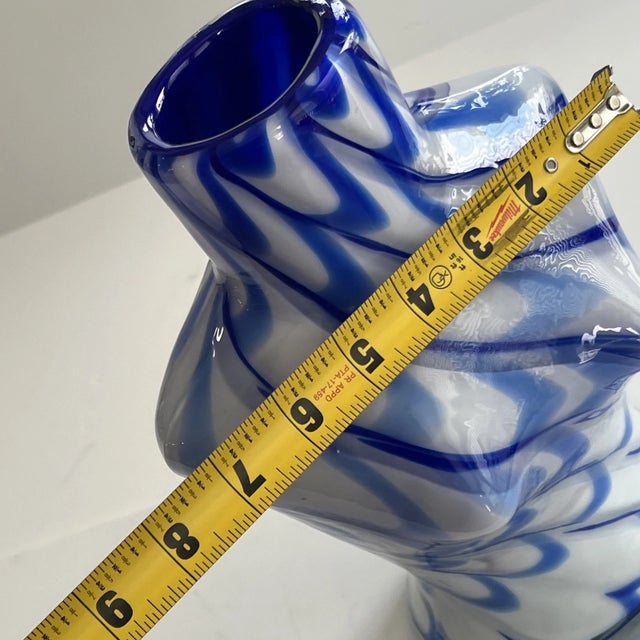 Glass Vintage Murano Style Italian Art Glass Striped Woman Bust Vase For Sale - Image 7 of 8