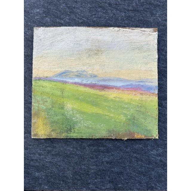 Painting by Theo Möller, painted in oil on cardboard. Dimensions: approx. 19 cm x 21 cm. Möller, Hans Theo von, landscape...