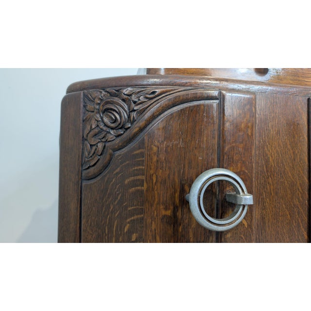 1920s Art Nouveau Oak and Marble Cabinet, 1920s For Sale - Image 5 of 16