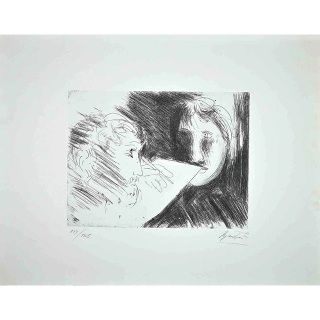 Double Portrait is an original etching realized by Giacomo Manzù in 1970. Limited edition series, numbered on the lower...