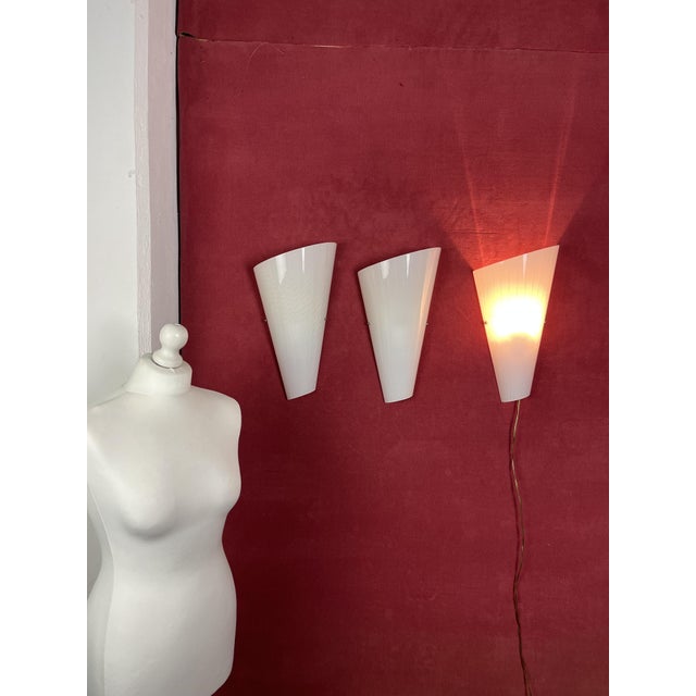 White Large Murano Glass Wall Lamps, 1980s, Set of 3 For Sale - Image 8 of 14