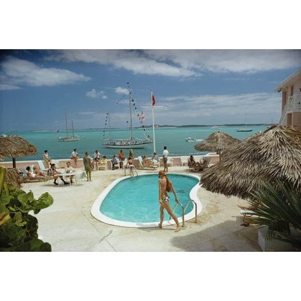 Peace and Plenty 1967 People by the pool at Club Peace And Plenty, Georgetown on the island of Great Exuma, Bahamas, April...