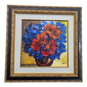 Yana Korobov Original Floral Painting in Ornate Frame