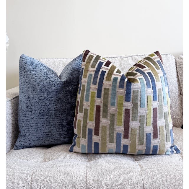 Not Yet Made - Made To Order Wedgewood Blue Chenille 20x20 Throw Pillow With Feather Down Insert For Sale - Image 5 of 8