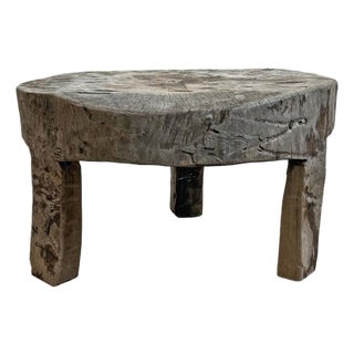 Low Rustic Antique Grey Wood Coffee Table For Sale