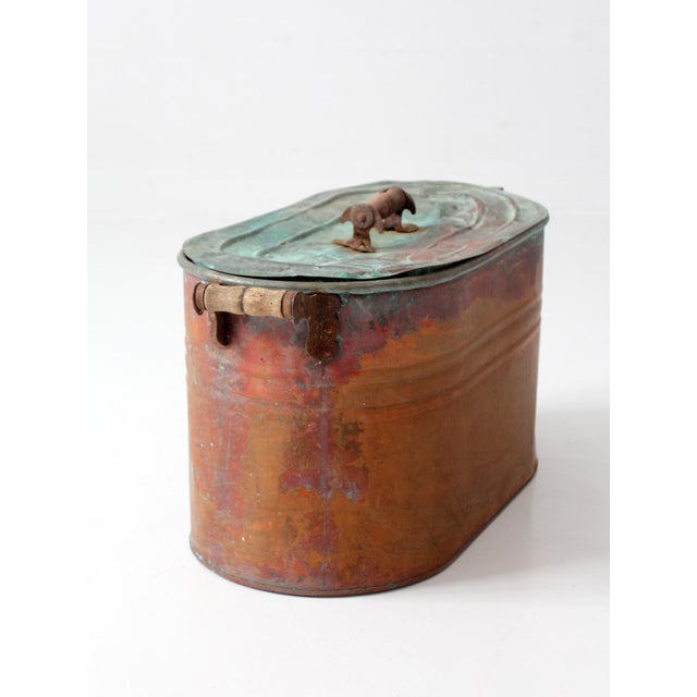Antique Copper Wash Boiler With Lid For Sale - Image 12 of 17
