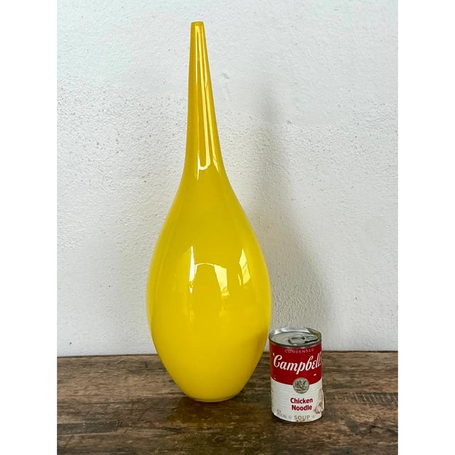 Late 20th Century Vintage Yellow Glass Teardrop Vase For Sale - Image 5 of 12