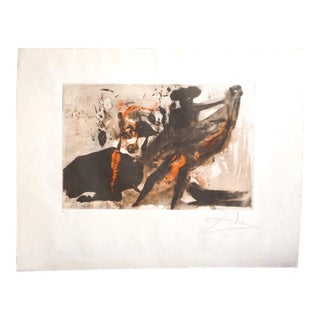 1970s Dali La Tauromachie Individuelle Hand Signed Numbered Etching Surreal Art For Sale