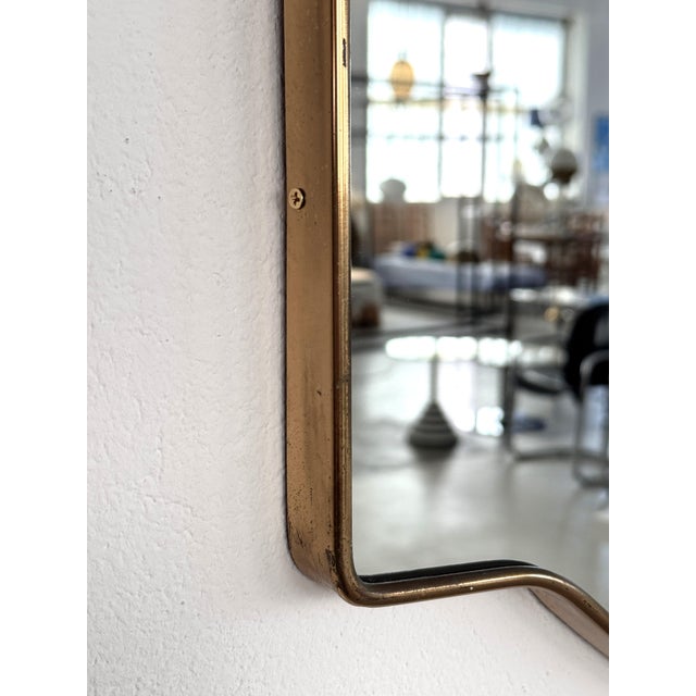 1970s Large Mid-Century Italian Wall Mirror with Brass Frame, 1970s For Sale - Image 5 of 17
