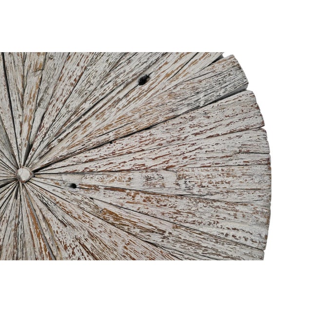 Salvaged Rustic White Wash Pinwheel Side Table For Sale In Los Angeles - Image 6 of 10
