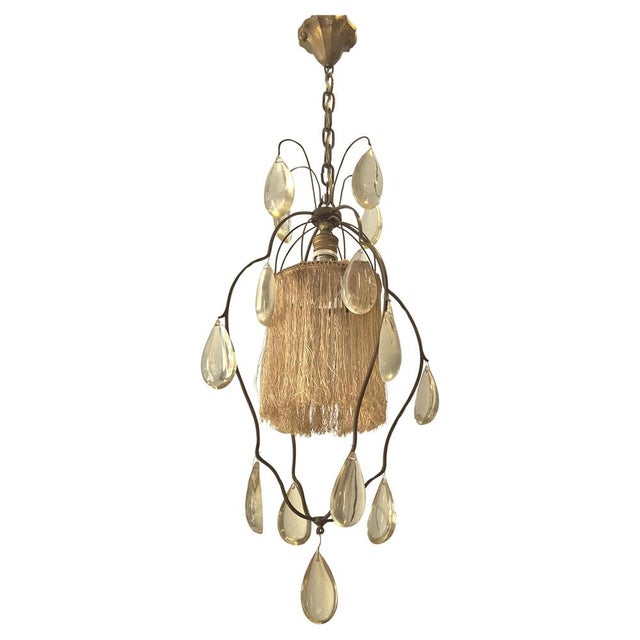 Swedish Pendant in Gilt Bronze and Fringe by Herman Bergman, 1920s For Sale - Image 9 of 9