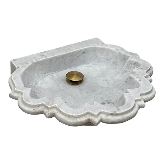 Indian Marble Mid Century Modern Wall Mount Sink Zephyr For Sale