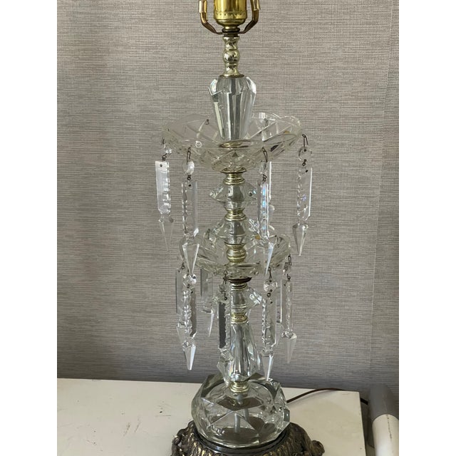 1900 - 1909 Antique Bohemian Cut Crystal Pendants Table Lamps Gitandoles For Sale - Image 5 of 6